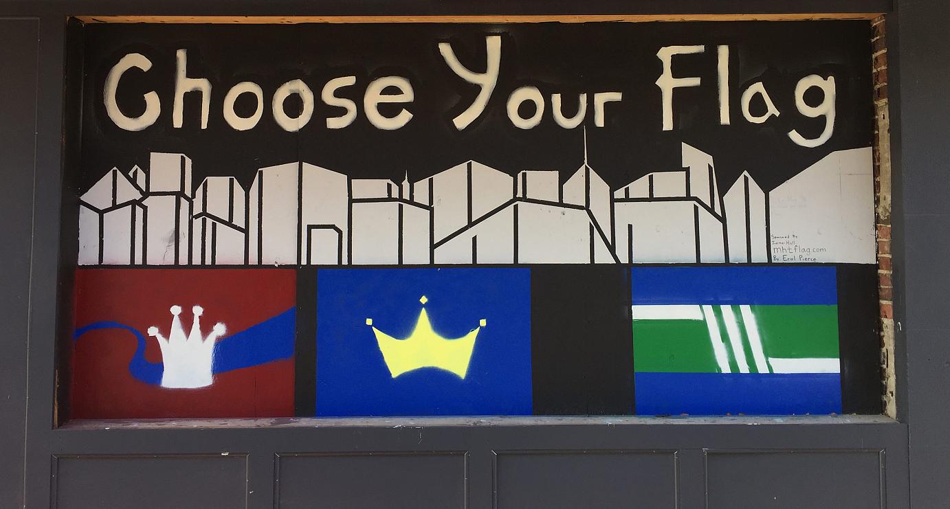 Downtown mural featuring the Amoskeag Flag